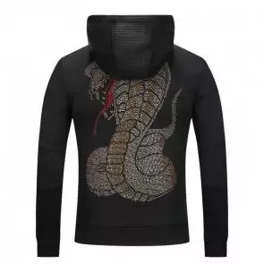 sweat a capuche philipp plein homme cobra noir zipper